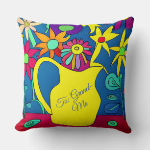 Coussin Pot floral psychédélique pour Gran