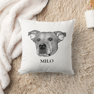 Coussin Potcake Chien Dessin Personnalisé À La Main