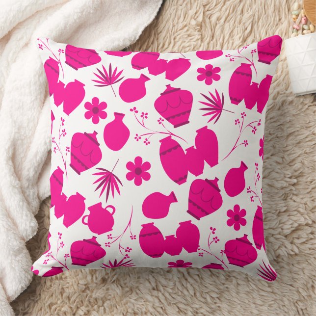 Coussin poteries argile céramique pots artiste motif flora (Couverture)