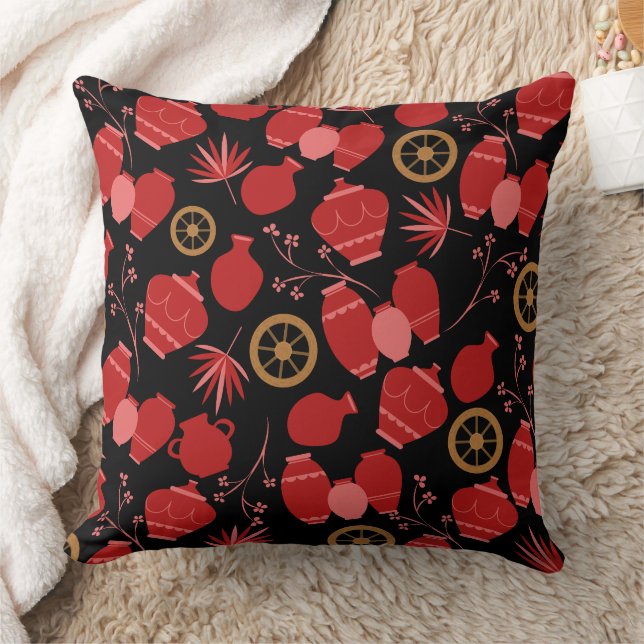 Coussin poteries argile céramique pots artiste motif flora (Couverture)