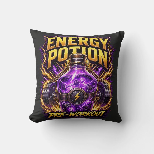 Coussin Potion d'énergie Pré-entraînement Graphisme de fit (Recto)