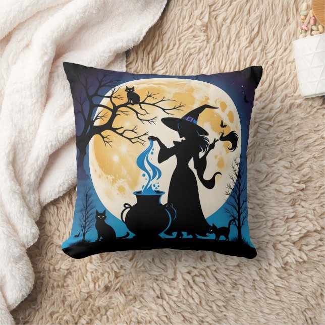 Coussin Potions de sorcières sur Halloween la nuit (Couverture)