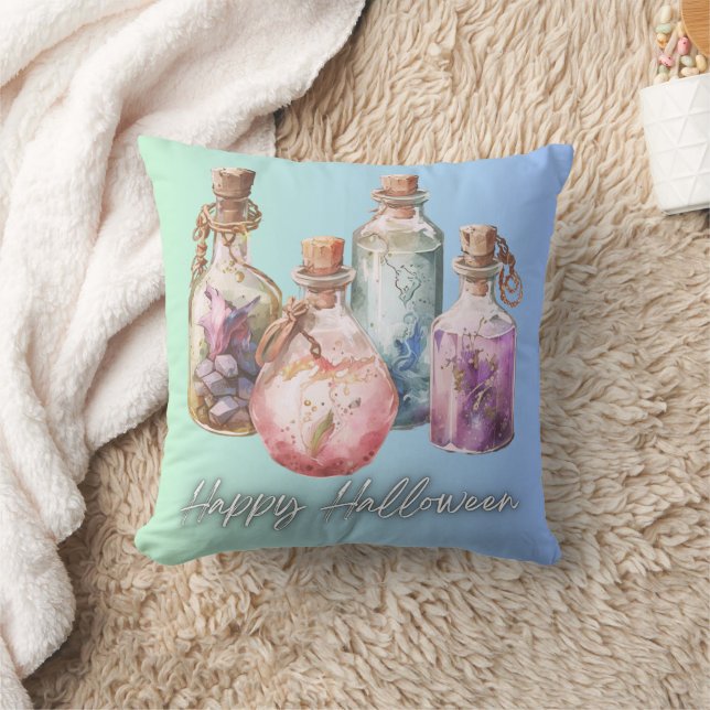 Coussin Potions et Élixirs Bouteilles de Sortilèges Joyeux (Couverture)