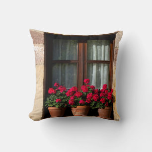 Coussin Pots de fleurs de fenêtres dans le village