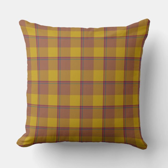 Coussin Potters Clay and Pizza Plaid Brown Gold (Recto)