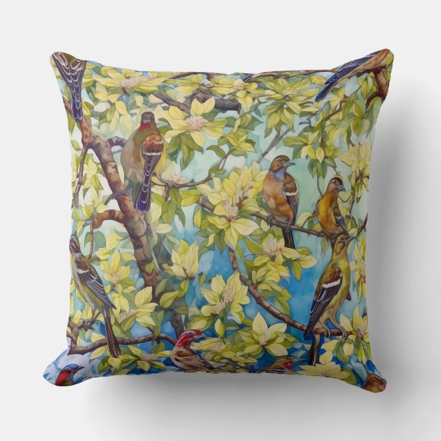 Coussin Pouces dans un peuplier de tulipe jaune (Recto)