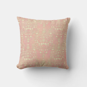 Coussin Poudre de fille rose pêche damassé