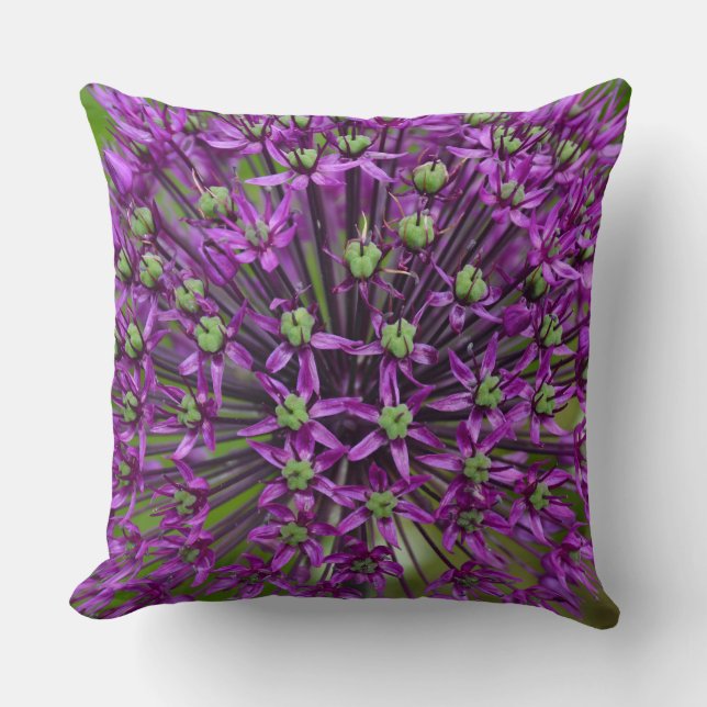 Coussin Poudre d'impression de fleur d'allium violet (Recto)