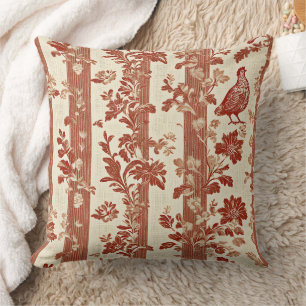 Coussin Poule en terre cuite rustique Toile Rayure