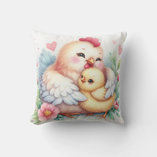 Coussin Poule Maman et Bébé