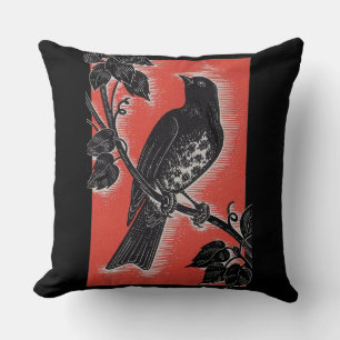 Coussin poule noire avec rouge