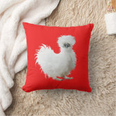 Coussin Poule Soie sur fond rouge (Couverture)