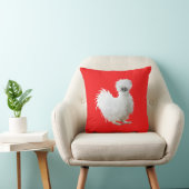 Coussin Poule Soie sur fond rouge (Chaise)