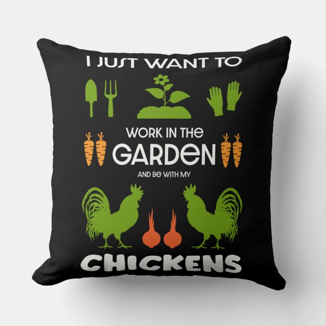 Coussin Poules Et Jardinage (Recto)