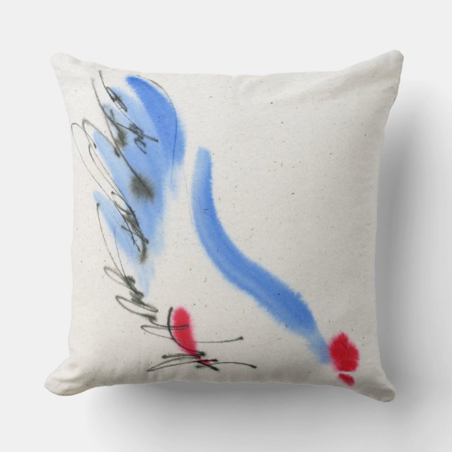 Coussin Poulet blanc. Calligraphie et aquarelle (Recto)