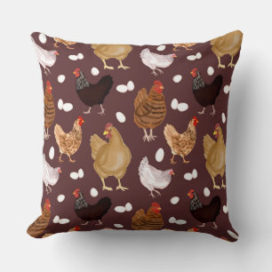 Coussin Poulet Brown et Motif des oeufs