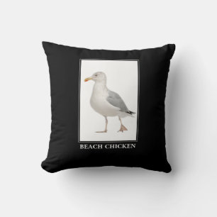 Coussin Poulet de Plage - Humour de goéland de Mouette de 