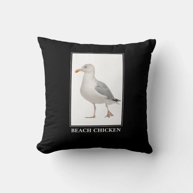 Coussin Poulet de Plage - Humour de goéland de Mouette de  (Recto)