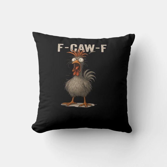 Coussin Poulet F-Caw-F Rétro Classique (Recto)
