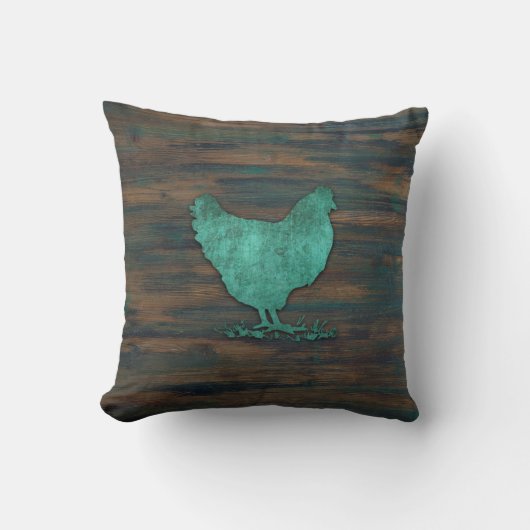 Coussin Poulet rustique (Teal) (Recto)