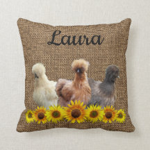 Poulet Votre Nom Silkie Sunflowers Burlap