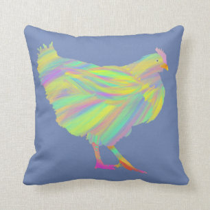 Coussin Poulets colorés Cute Farm Animal peinture
