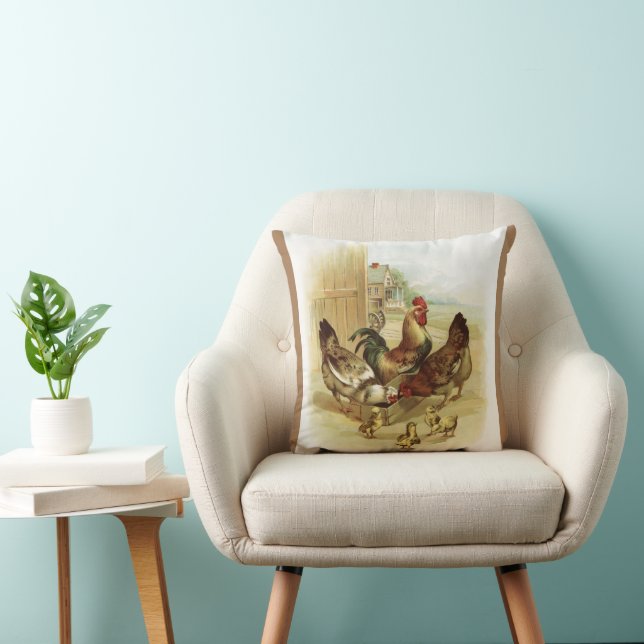 Coussin Poulets de la ferme d'art vintage (Chaise)
