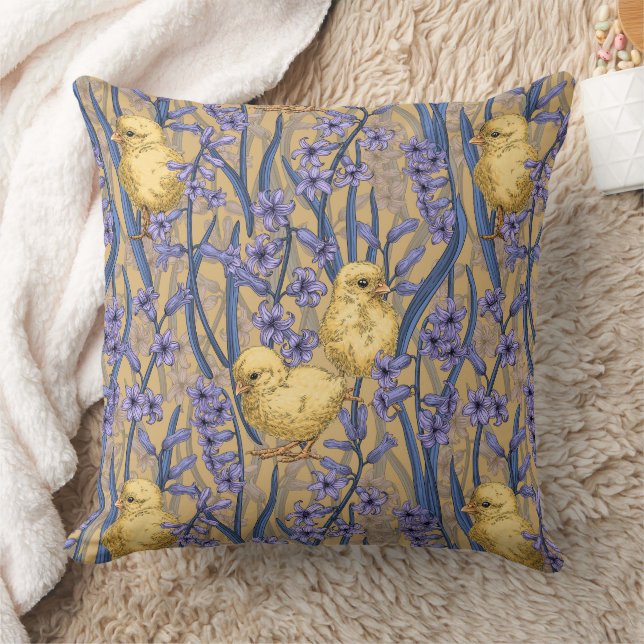 Coussin Poulets et hyacinthes jaunes (Couverture)
