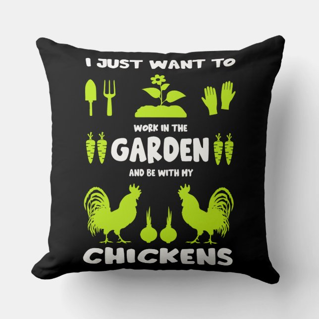 Coussin Poulets Et Jardinage (Recto)