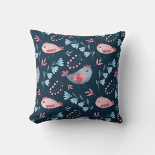 Coussin Poulets folkloriques : Aquarelle Motif sans coutur