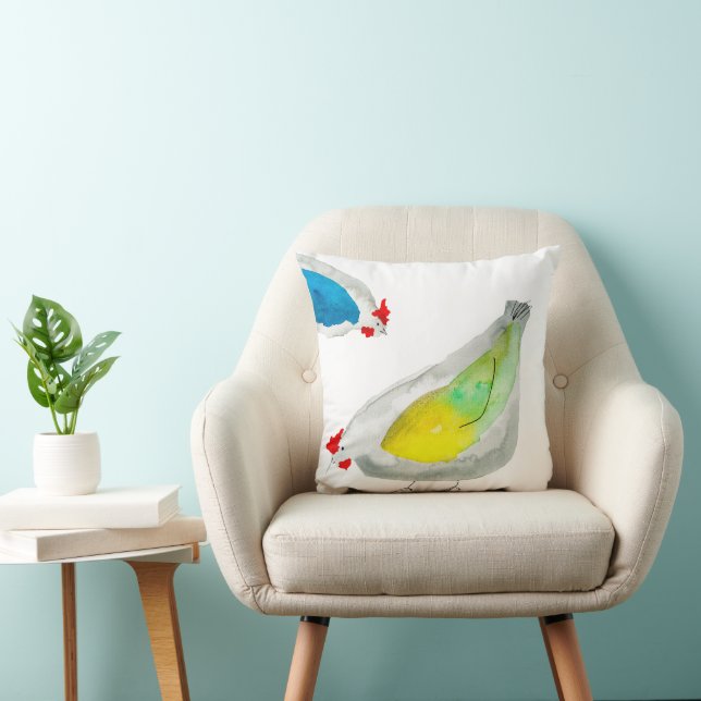 Coussin Poulets mignons aquarelle (Chaise)