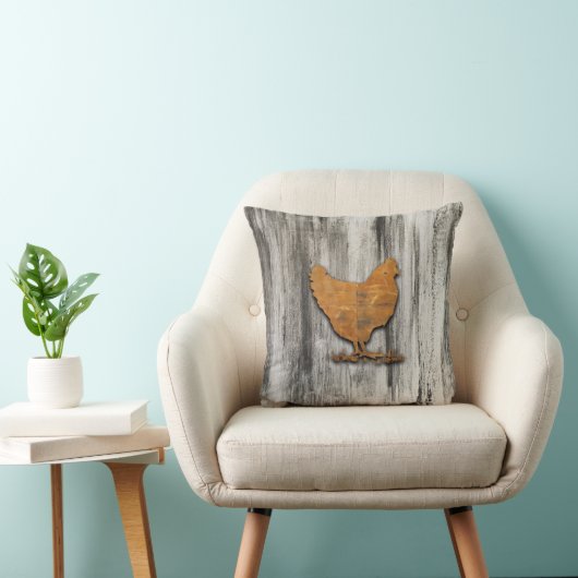 Coussin Poulets rustiques (orange) (Chaise)
