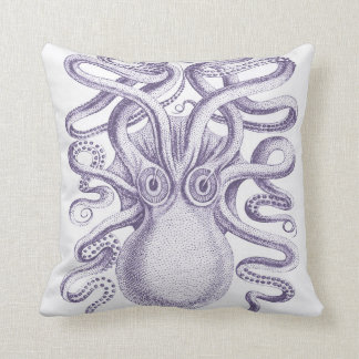 Coussin Poulpe géant, carreau bleu et blanc d'encre de