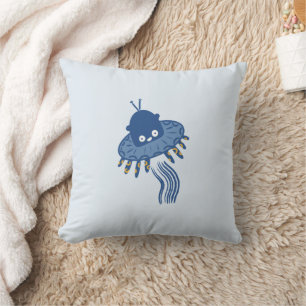 Coussin Poulpe Kawaii Bleu UFO Recto-Verso