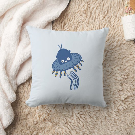 Coussin Poulpe Kawaii Bleu UFO Recto-Verso (Couverture)