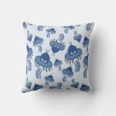 Coussin Poulpe Kawaii Bleu UFO Recto-Verso (Verso)
