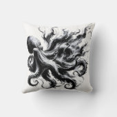 Coussin Poulpe Kraken Fluide Encre Abstraite (Verso)
