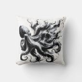 Coussin Poulpe Kraken Fluide Encre Abstraite (Recto)