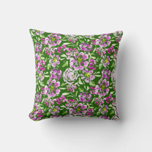 Coussin Poupée de fleurs d'aquarelle violet fleurs de pivo