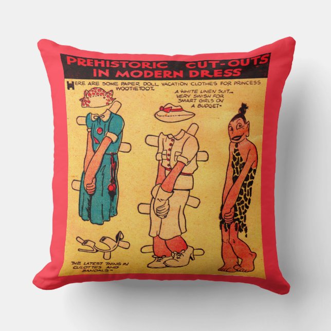 Coussin Poupée en papier de bande dessinée des années 1930 (Recto)