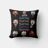 Coussin Poupée Fille Thème Épouvantable Halloween avec Nom (Recto)