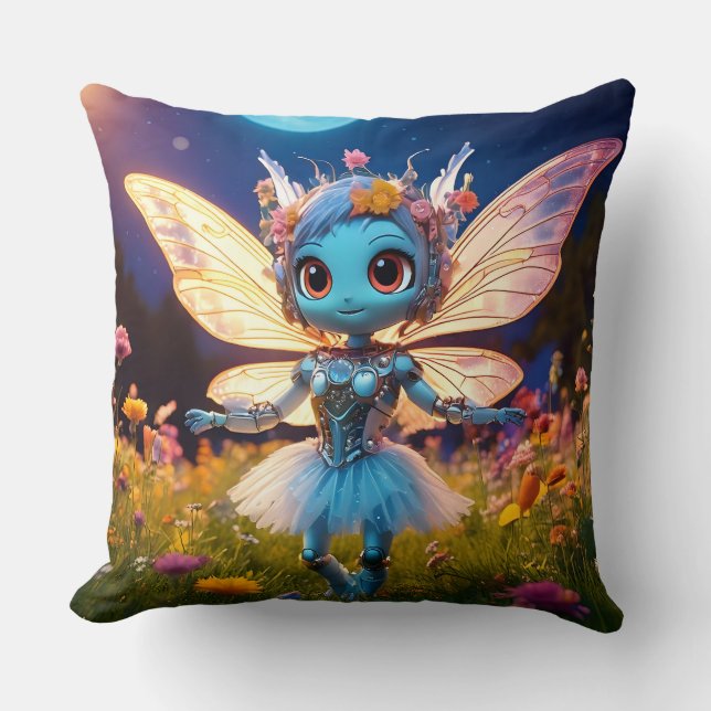 Coussin Poupée robot danseuse de ballet dans les fleurs sa (Recto)