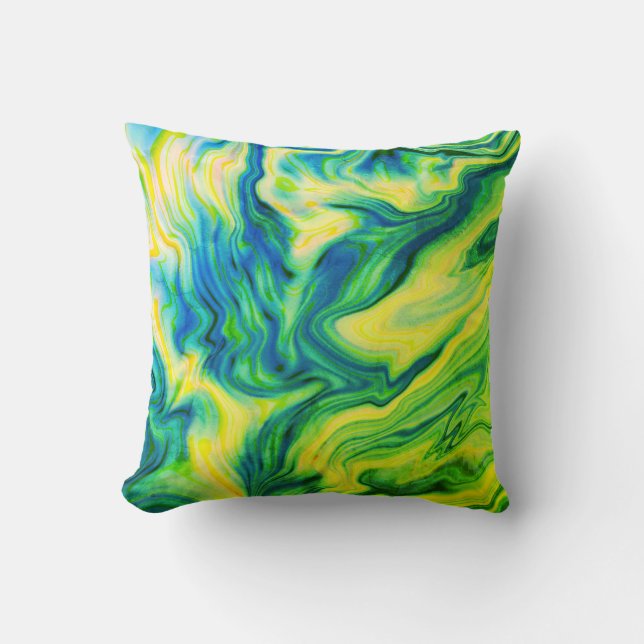 Coussin Pour acrylique, Bleu, Vert, Jaune / (Recto)