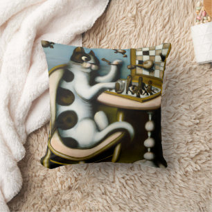 COUSSIN POUR AMATEUR DE JEU D'ÉCHECS FANTAISISTE