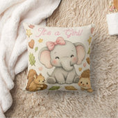 Coussin pour Baby Shower Éléphant Fille | C'est un (Couverture)