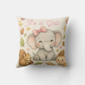 Coussin pour Baby Shower Éléphant Fille | C'est un (Verso)