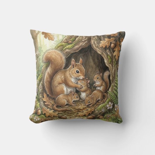 Coussin pour enfants représentant une maman écureu (Recto)