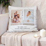Coussin Pour maman | Grille photo moderne à deux photos<br><div class="desc">Cet élégant et moderne coussin pour votre maman vous propose deux de vos photos personnelles préférées,  avec une place pour vos noms et message sur un arrière - plan blanc propre.</div>