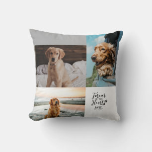 Coussin Pour toujours dans nos cœurs Collage photo mémoria