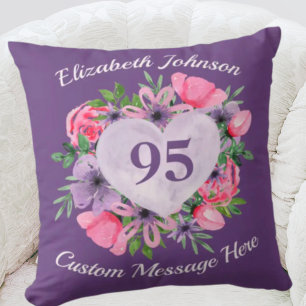 Coussin pourpre 95e anniversaire pour les femmes